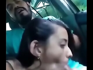 Indian cute Desi girlfriend giving blowjob at hand waterfall and in the Car